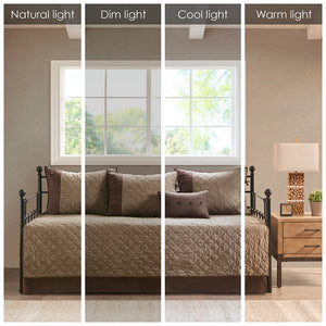 JLA Home Madison Park - 6 Piece Reversible Daybed Cover Set Twin Rustic Diamond-Quilted Faux Suede 15" Drop, 6pc Cozy MP13-6572