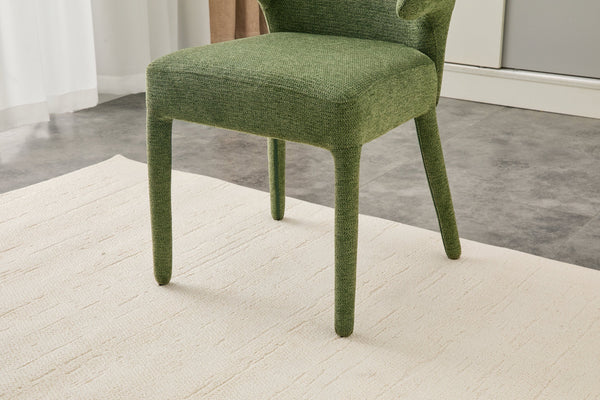 English Elm Modern Chenille Linen Accent Chair Sculptural Hollow Back Swivel Seat for Dining Vanity Green W3493P456222