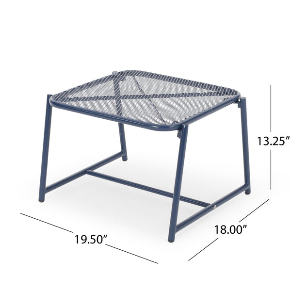 English Elm Kincaid Outdoor Iron Mesh Conversation Set Rust Resistant Patio Chairs with Side Table Navy Blue N775P392159N