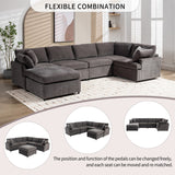 English Elm [ Video Provided] Modern Large U-Shape Sectional Sofa, With Removable Ottomans For Living Room (6-Seater)