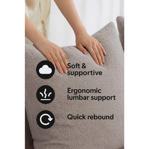 English Elm Full Foam Modular L-shaped Sectional Sofa Flannelette Upholstered with Five Throw Pillows Grey W3326S00023