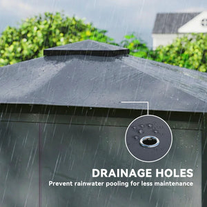 English Elm Double-roof Steel Gazebo with Upf Canopy Curtains and Mesh Panels for Outdoor Privacy Black+Blue,Dark Gray T3971P459088