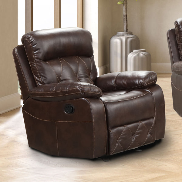 English Elm Transitional Multi-Function Glider Recliner with Channel Back, Cup Holders, Hidden Storage, Upholstered Comfort Brown 37 L x 33 W x 29 H B2741P385043
