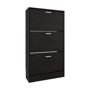 English Elm Shoe Modern 3-Door Engineered Wood Storage Cabinet with 3 Shelves, Eco-Friendly Durable Design Black 50 L x 24.02 W x 5.91 H B097P369446