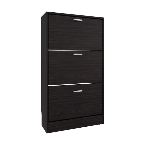 English Elm Shoe Modern 3-Door Engineered Wood Storage Cabinet with 3 Shelves, Eco-Friendly Durable Design Black 50 L x 24.02 W x 5.91 H B097P369446