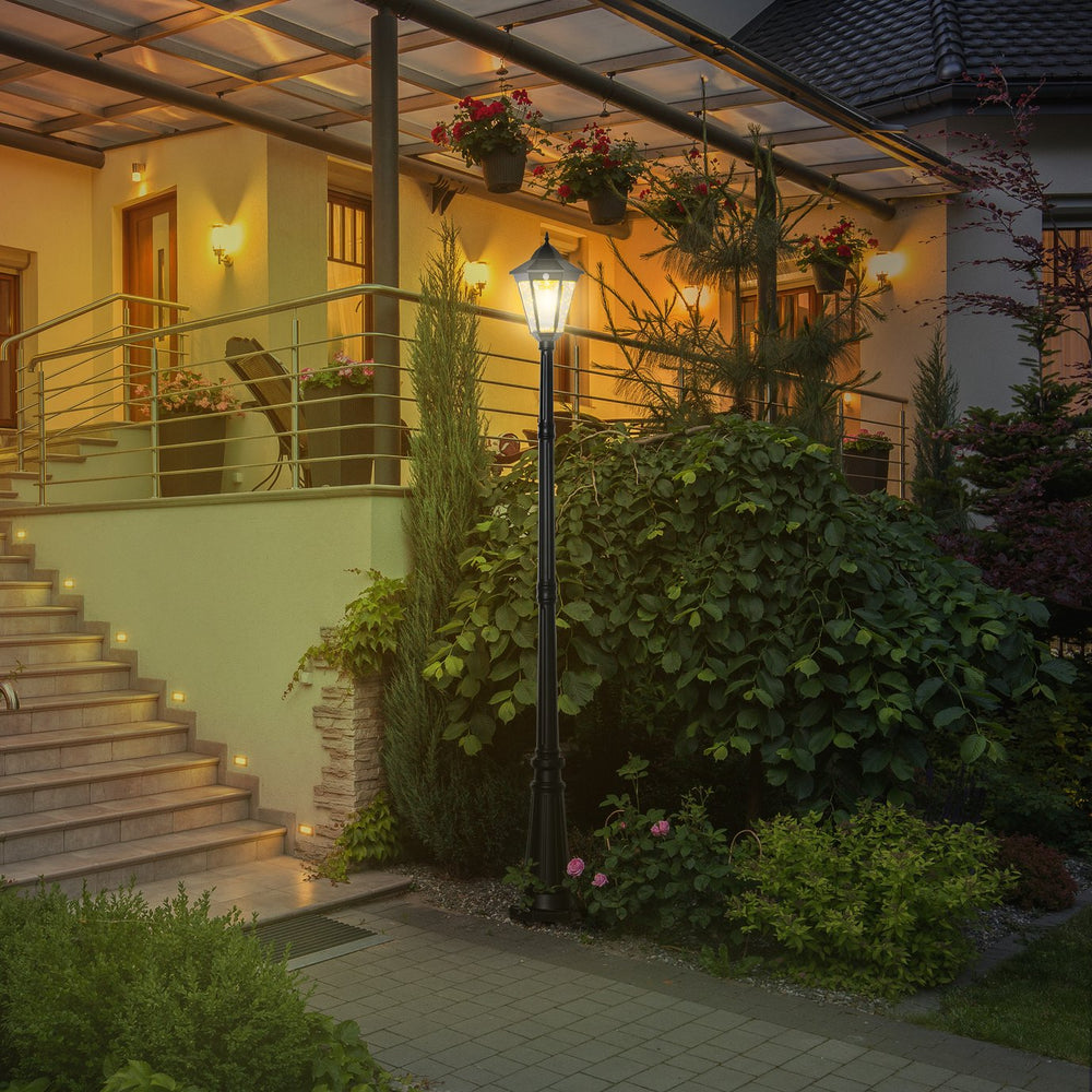 English Elm Outsunny Solar Vintage Lamp Post Waterproof Aluminum Pathway Garden Light 8 Ft W2225P174554