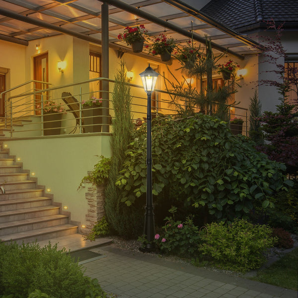 English Elm Outsunny Solar Vintage Lamp Post Waterproof Aluminum Pathway Garden Light 8 Ft W2225P174554