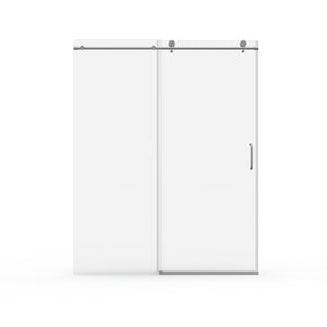 English Elm 56" Frameless Sliding Shower Door Tempered Glass Soft Close Matte Hardware Alcove Fit Brushed Nickel W1920P385293