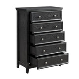 English Elm Modern 5 Drawers Dresser 5 Drawers Cabinet,Chest Of Drawers Closet Organizers and Storage Clothes Storage Drawers Cabinet For Living Room, Farmhouse Dresser Organizer Black