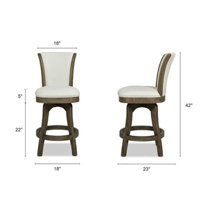 English Elm Jennifer Taylor Home - Henry 27" Armless Swivel Counter Height Bar Stool Heathered Linen Upholstered High Back Support White B2719P238375