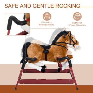 English Elm Kids Plush Rocking Horse with Sound Effects Spring Suspension and Padded Saddle Seat T3971P383500