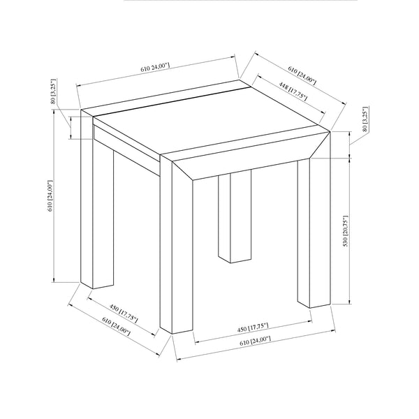 English Elm Ana Square Marble Top End Table with Slender Legs for Living Room or Bedroom B201P411490