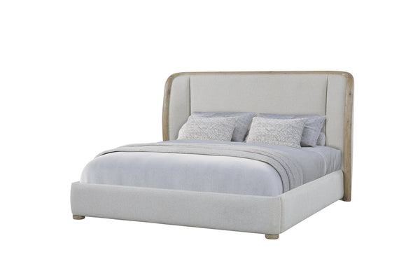 English Elm Queen Channel Tufted Upholstered Bed Knotty Pine Wood Frame Transitional Bedroom B2699S00109