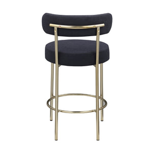 English Elm Woker Modern Sherpa Counter Height Stools Set Of 2 - Chic Upholstered Barstools With Brass Legs W1567P147205-GIGA