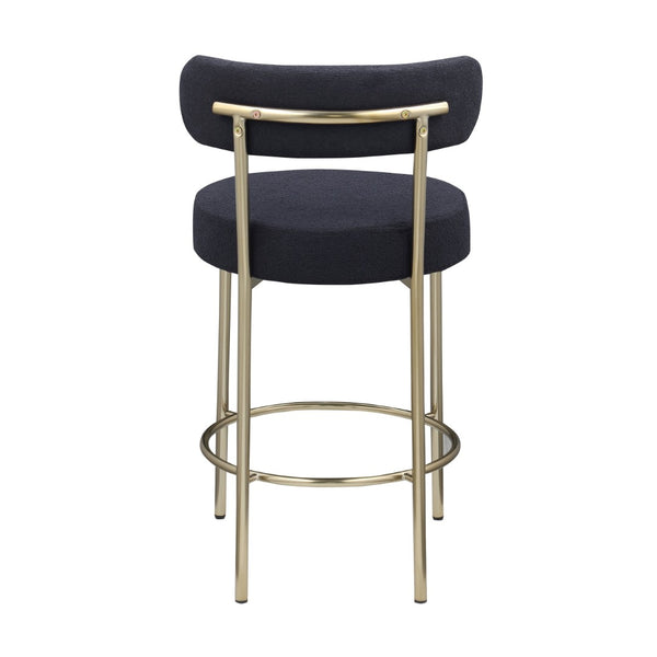 English Elm Woker Modern Sherpa Counter Height Stools Set Of 2 - Chic Upholstered Barstools With Brass Legs W1567P147205-GIGA