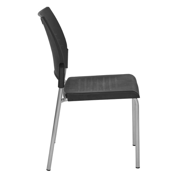 OSP Home Furnishings Straight Leg Stackable Office Chair Polyurethane Seat Modern Frame Ships Fully Assembled Black 2-Pack STC8300C2-3