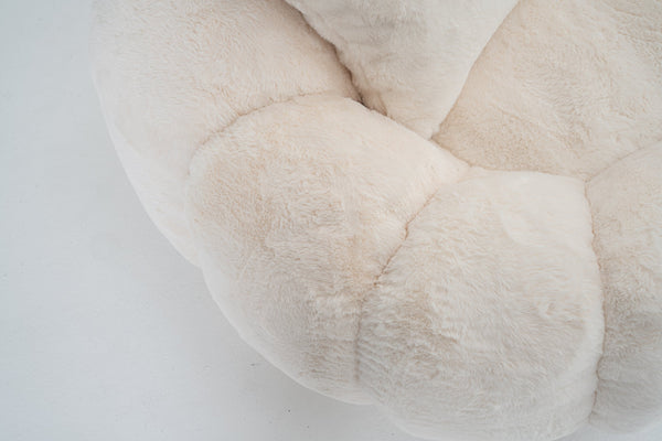 English Elm Floral-shaped Faux Fur Two Seater Sofa Sculptural Petal Design for Cozy Living Rooms Beige W2012P399200
