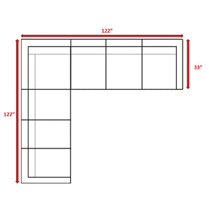 English Elm Weather-Resistant 122" Wicker Patio Sectional with Sunbrella Cushions, HDPE Wicker, Rustproof Frame B120S00097