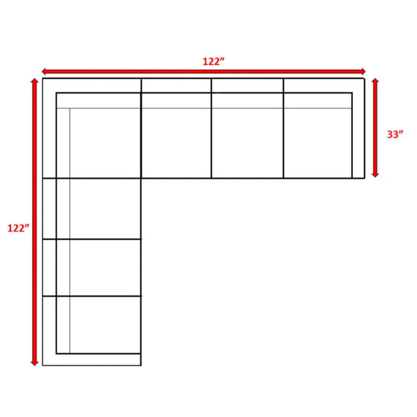 English Elm Weather-Resistant 122" Wicker Patio Sectional with Sunbrella Cushions, HDPE Wicker, Rustproof Frame B120S00097