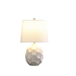 English Elm 21.75" Coastal Seaside Ceramic Table Lamp in Cream with Taupe Trim – Textured Scallop Design, Brushed Silver B072P222430