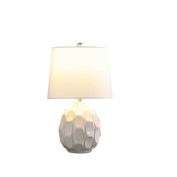 English Elm 21.75" Coastal Seaside Ceramic Table Lamp in Cream with Taupe Trim – Textured Scallop Design, Brushed Silver B072P222430