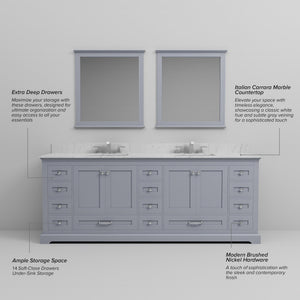 English Elm Dark Grey Double Bath Vanity 84" W With Mirrors – Elegant Storage Solution For Modern Bathrooms B2731S00547