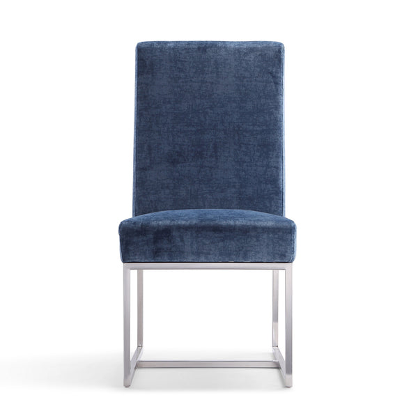 English Elm Element Blue Velvet Dining Chair - Modern Industrial Design, Plush Comfort, No Assembly Required! B365P397844