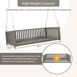 English Elm Topmax Acacia Wood Porch Swing Bed Sloped Frame Outdoor Lounger for Backyard Patio Gray WF319383AAE