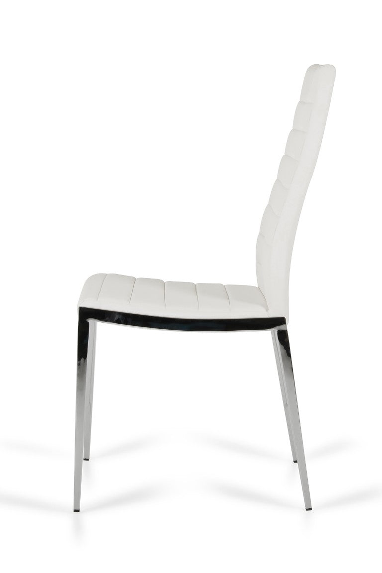 VIG Furniture Libby Sculpted White Leatherette Dining Chairs Set Of 2 With Chrome Legs, Minimalist Modern Comfort VGEWF3195AB-WHT