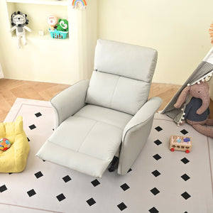 English Elm Manual Rocker Recliner Chair In Soft Pu Leather - Space-Saving Comfort For Nurseries & Living Rooms W1028S00048