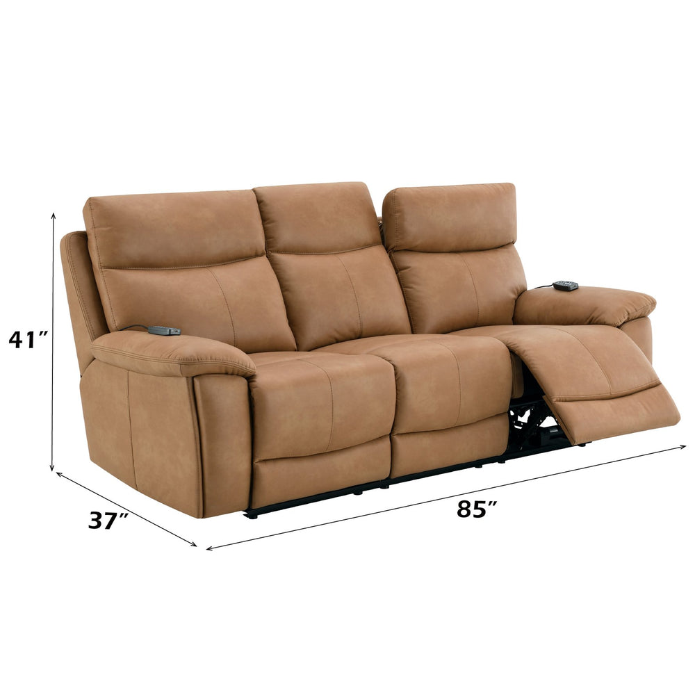 English Elm Chavis Brown Faux Leather Aire Power Motion Sofa with USB, Power Headrest, Lumbar Air & Remote B2726P406777