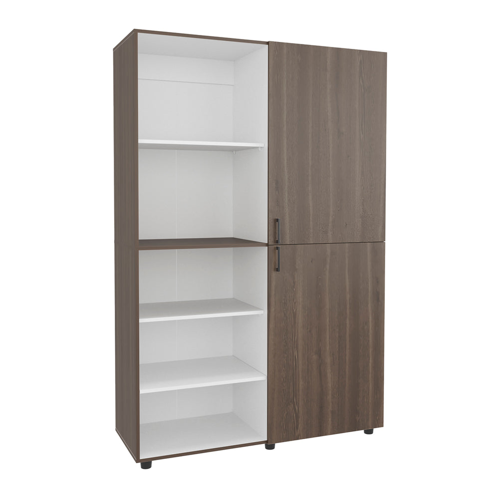 English Elm Eco Tall Two-Door Armoire 72" Freestanding Wardrobe with Hanging Rod & Shelves, White Mahogany Finish B070S00369