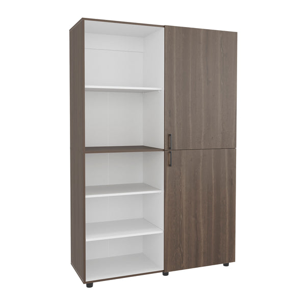 English Elm Eco Tall Two-Door Armoire 72" Freestanding Wardrobe with Hanging Rod & Shelves, White Mahogany Finish B070S00369