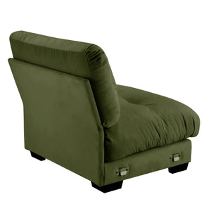 English Elm Milano Velvet Armless Sofa Plush Cloud Cushions Modular Living Room Lounge Seating Olive Green W714P293268