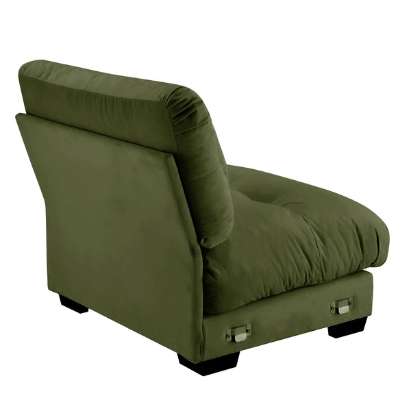 English Elm Milano Velvet Armless Sofa Plush Cloud Cushions Modular Living Room Lounge Seating Olive Green W714P293268