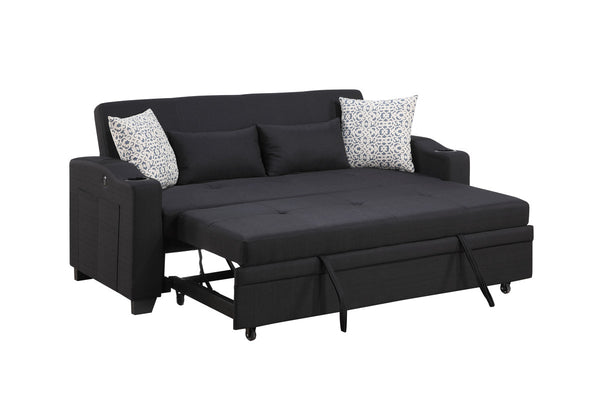 English Elm Bastien Convertible Sleeper Loveseat with Usb Charging Cupholders and Pocket Coil Support B2749S00232