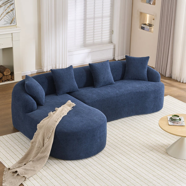 English Elm Compression Compression Sponge Sofa Curved Modular Sectional with 30D High-Density Chenille Sleeper for Cozy Apartment Living Room Comfort and Safe Rounded Design Navy Blue W2231S00030