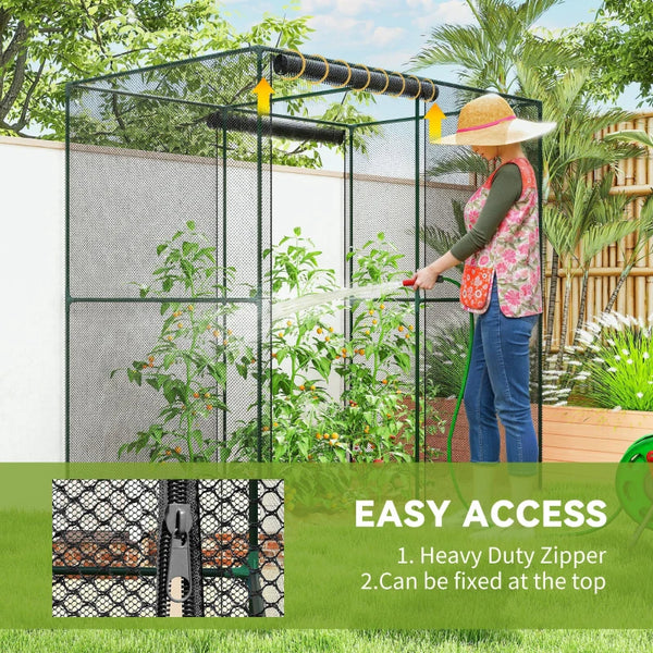 English Elm Spacious Garden Crop Cage with Steel Frame Hdpe Mesh Cover and Roll up Zippered Door T3971P468260