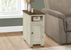 English Elm Accent Narrow Side Table with Drawer and Cabinet, Traditional Brown Veneer Nightstand for Living Room and Bedroom — Compact Lamp Table with Metal Knob Storage White 27 L x 25 W x 7 H B2710P219474