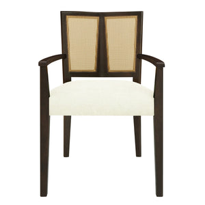 English Elm Christopher Knight Home® - ARM Mid-Century Dining Chair with Rattan Back & Upholstered Foam Seat, Solid Rubberwood Frame Beige,Dark Brown N771P254005O