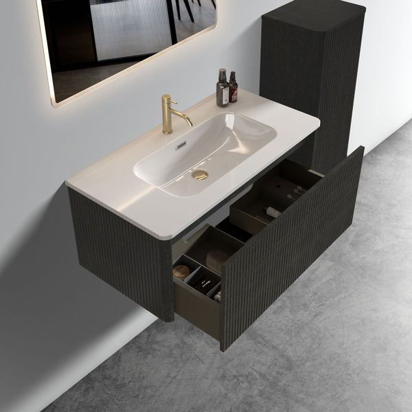 English Elm U058-Etna36W-308 Striped Walnut Floating Vanity 36" with Glossy White Ceramic Sink, Push-Open Drawer, Curved Safety Edges W1865P218041