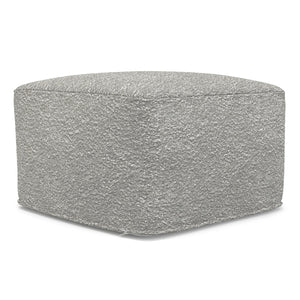 English Elm Chantal Boucle Square Pouf Handcrafted Cotton Accent Footrest for Modern Living Rooms Light Gray B136P427585