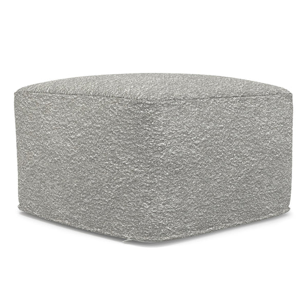English Elm Chantal Boucle Square Pouf Handcrafted Cotton Accent Footrest for Modern Living Rooms Light Gray B136P427585