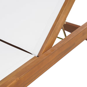 English Elm Christopher Knight Home® - OUTDOOR Chaise Lounge with Acacia Wood Frame and Breathable Mesh Seating for Durable Outdoor Comfort White+Natural 63.5 L x 31.25 W x 6 H N776P286344B