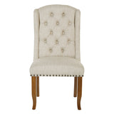 OSP Home Furnishings Jessica Tufted Wing Dining Chair Linen