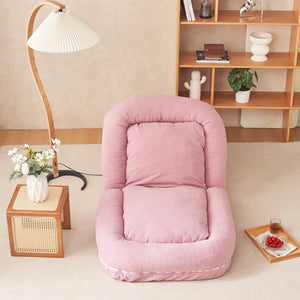 English Elm Triple Fold Down Sofa Bed – Compact, Metal Frame, Thick Cushion Comfort, Adjustable Back for Versatile Use Pink W244P196085