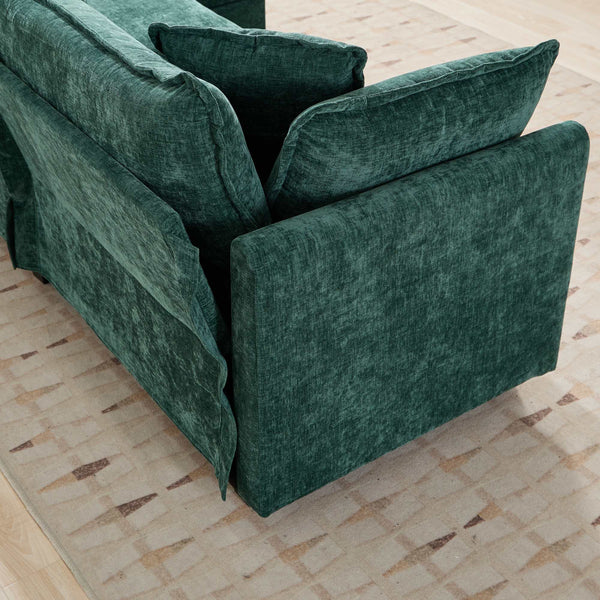 English Elm Cloud Modular Two Seat Sofa Chenille Upholstered Cushioned Couch for Apartment Living Green W1143P378633