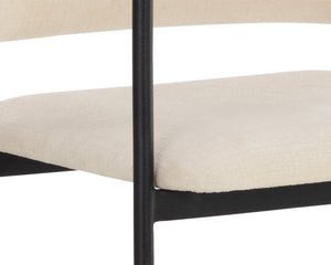 Sunpan Brenan Counter Stool - Elegant Curved Backrest, Unique Faux Leather, Black Metal Frame & Brass Caps Zenith Alabaster