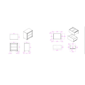 English Elm Soulmarie Solid Wood Nightstand with Spacious Drawers, Geometric Legs, Glitter Detail, Sturdy Contemporary Design Charcoal 29.92 L x 20.28 W x 28.35 H B201P410794