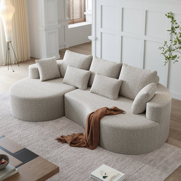 English Elm Modern Chenille Cloud Sectional Sofa Oversized 4 Seat Curved Couch for Living Room W834S00484